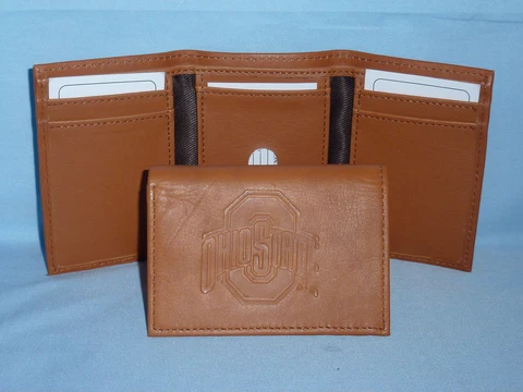 OHIO STATE BUCKEYES   Leather TriFold Wallet    NEW    brown 2   m1 Cover