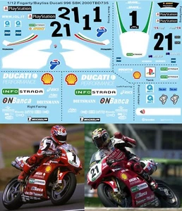 1/12 Decals per  Ducati 996 R Fogarty  Bayliss SBK  Superbike 2000 TBD735 - Picture 1 of 1
