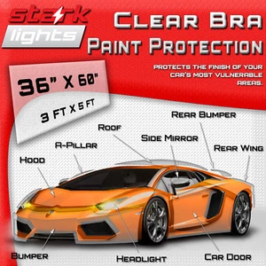 Clear Paint Protection Bra Film Car Vinyl Wrap Invisible Scratch 36" x 60" Inch - Picture 1 of 4