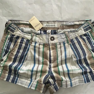 Mini Pantalones Cortos Chinos A Cuadros ABERCROMBIE FITCH De Colección Preppy Elastizados 14 Para Mujer Y2K Nuevos con Etiquetas - Imagen 1 de 4