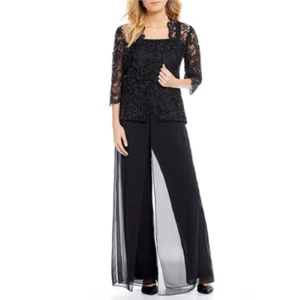 Women 2 Piece Silky Suit Long Pants Off Shoulder Lace Cover 3X - Picture 1 of 1