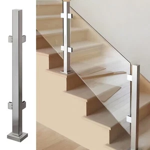 Stainless Steel Glass Railing Post System with Clamp for Balustrades - Silver - Picture 1 of 7