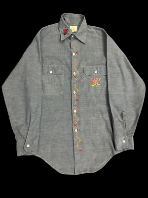 Camisa de manga larga vintage de los 60’s/70’s Big Mac floral bordada a mano-LEER Foto 1 de 4