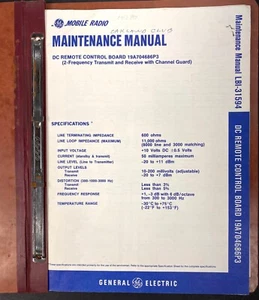 Placa de control remoto GE Mobile Radio DC 19A704686P3 manual de mantenimiento # LBI31594 - Imagen 1 de 4