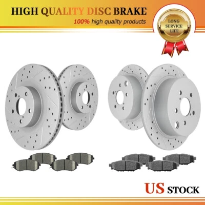 Передний и задний ротор с прорезями + тормозные колодки для Subaru XV Crosstrek Forester - Изображение 1 из 4