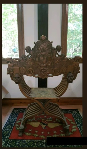 Holy Grail  King Arthur Walnut X Frame Dante Arm Chair with Kotton Klenser Cover