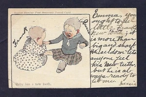 1905 Boston Sunday Post Souvenir Postcard, Children / Baby Humor, New Tooth - Picture 1 of 2