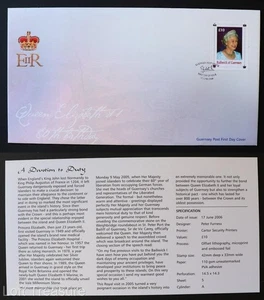 Estampillas de Guernsey: "Reina Isabel II - 80 cumpleaños" sello de valor de £10 FDC 2006 - Imagen 1 de 3