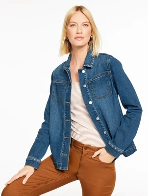 Studded Denim Shirt Jacket - Bleeker at Talbots, NWT $159, All size a available. - Image 1 of 2