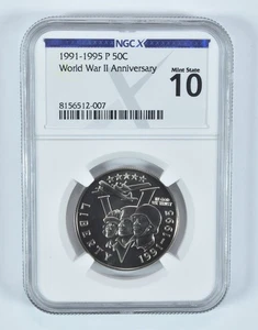 1991-1995-P World War II Commemorative Half Dollar MS 10 NGC X NGCX *2295 - Picture 1 of 5