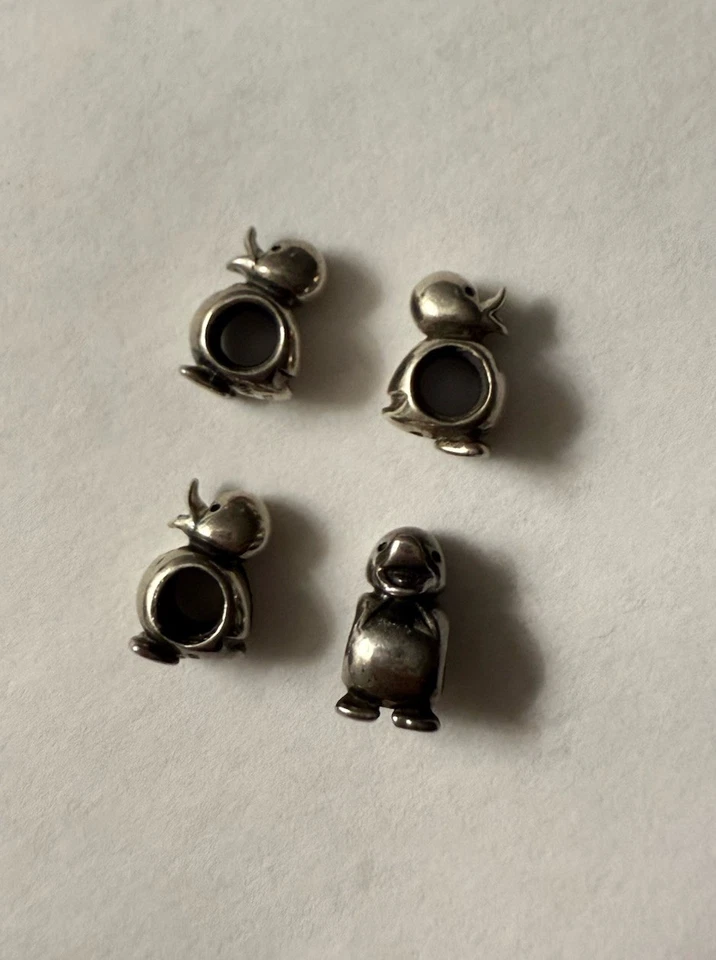 CHAMILIA  4 Ducks Sterling Silver 925 Lot Bracelet Beads Cham Duck Ducky Jeep - Image 1 of 4