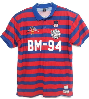 Bleecker & Mercer Polo Shirt Mens 3XL Red Blue Striped BM-94 Embroidered Rugby - Image 1 of 4