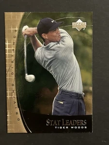 2001 Upper Deck Stat Leaders Tiger Woods #SL2 Rookie RC NMMT Golf Card - Picture 1 of 2