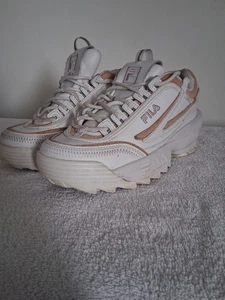 Fila Disruptor II Trainers, White & Gold, Size UK5 - Picture 1 of 7