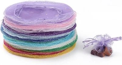 Bolsas redondas de organza con cordón multicolor de 10 pulgadas de diámetro 40 un. Foto 1 de 4