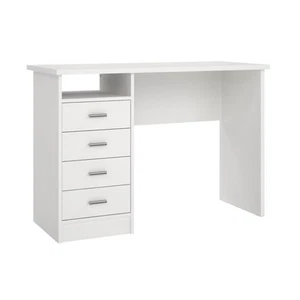 4-Drawer Desk, Modern White Office Writing Desk with Storage, Compact and Fun... - Picture 1 of 9