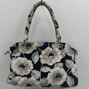 Vera Bradley Damen schwarz weiß Kamelie Blumen gesteppt Handtasche Schultertasche - Bild 1 von 16
