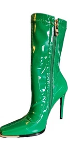 Reitoye Frühling Sommer halbhohe Damenstiefel bequem eckig geschlossene Zehenpartie Absatz Stiefel Reißverschluss - Bild 1 von 4