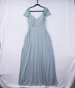 Maxi abito donna grigio uccellino taglia M come nuovo aderente svasato damigella festa formale  - Foto 1 di 17