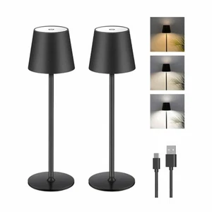 2 Pezzi Lampada da Tavolo LED Dimmerabile a Batteria, Touch Lampada da Tavolo Senza Fili con USB-C, - Foto 1 di 6