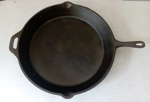 Large Vintage AMERICAN CAMPER Cast Iron Frying Pan 15" Skillet - 13 Pounds ! - Picture 1 of 13