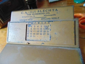 Vintage 1940-1944 Perpetual calendar clipboard- Ruberoid Co.- Mpls., MN - Picture 1 of 6