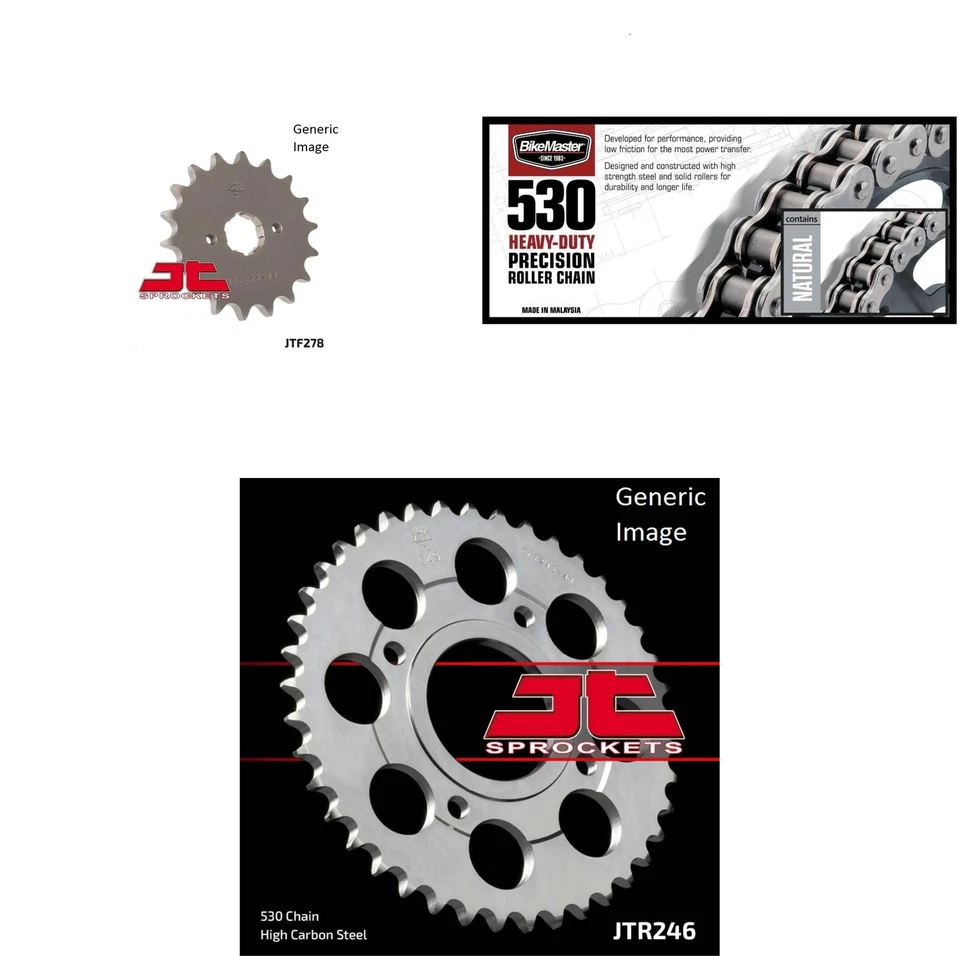 530H Heavy-Duty Chain Natural, Front & Rear Sprocket Kit for HONDA CB400A 1978 - Image 1 of 4
