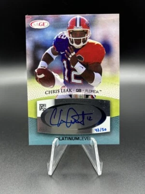 2007 Sage Autograph Chris Leak Chicago Bears Florida Rookie Year #A31 /50 Rare - Image 1 of 2