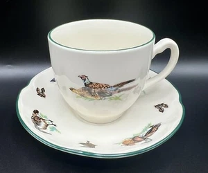 Vintage Johnson Brothers Ente Vögel Teetasse Untertasse Fasane Gänse elfenbein grün - Bild 1 von 5
