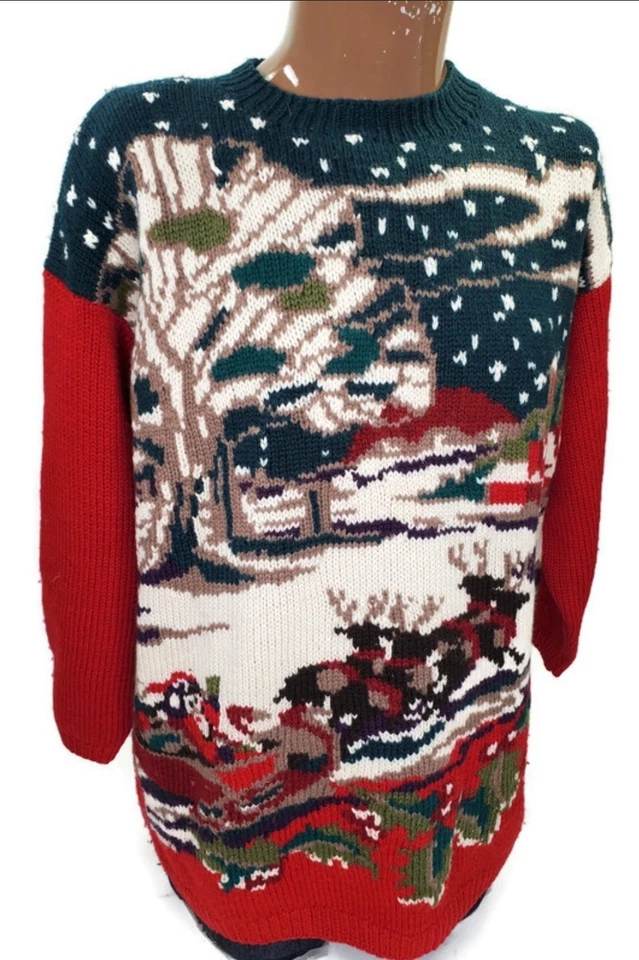 Classiques Entier женский свитер шерсть мериноса Рождество Санта олень Sliegh - Изображение 1 из 4