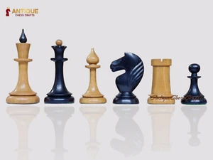 1950s Soviet Latvian Repro Chess Pieces Only - Weighted Ebonised & Distressed - Picture 1 of 12