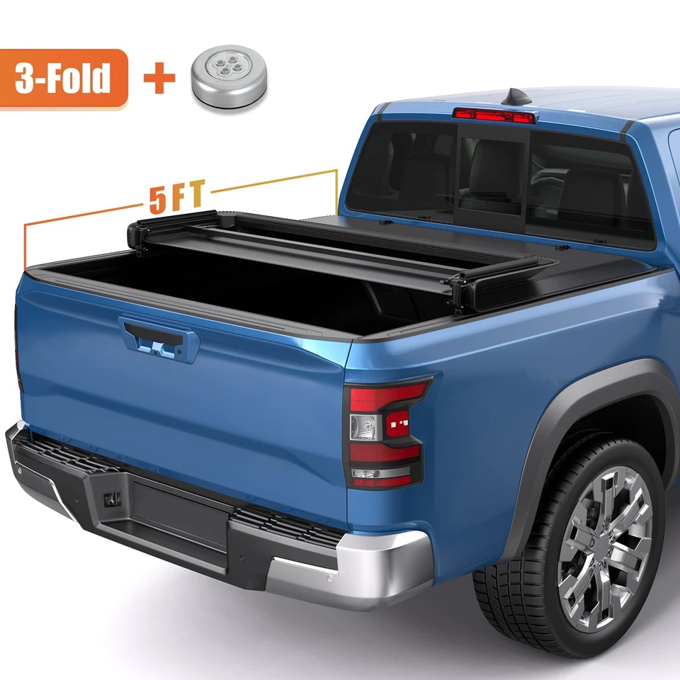 3-Fold 5FT Bed Truck Soft Tonneau Cover For 05-25 Nissan Frontier Suzuki Equator Foto 1 de 4
