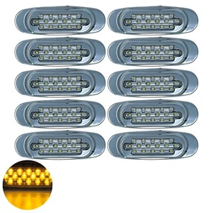 6.5" Inch Red/Amber/White 16 LED Side Marker Lights Clearance Chrome Base Bezel - Picture 1 of 21