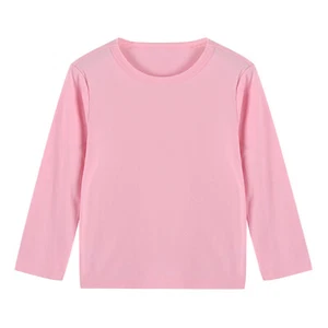  Boys Girls Long Sleeve T-Shirts Cotton Tees Solid Color Layering Top Shirts  - Picture 1 of 34