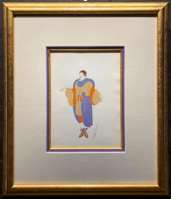 Pintura Original ERTE, Gouache sobre Papel "Claude", Firmada, Certificado de Autenticidad  Foto 1 de 4