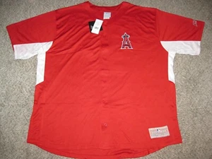 Mike Trout LA Angels Mens Red Big & Tall Majestic Button-up Jersey - Picture 1 of 5