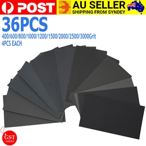 Wet Dry Sandpaper Polishing Abrasive Waterproof Paper Sheets 400-3000 Grit Sheet - Picture 1 of 11
