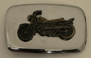 Vintage Biker Belt Buckle W Old Motorcycle - Picture 1 of 2