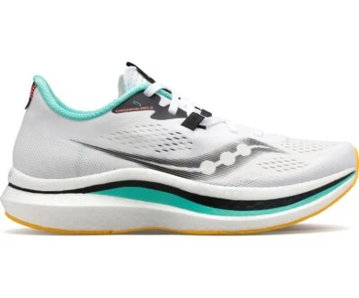 Zapatos para correr Saucony para mujer S10687-84 Endorphin Pro 2, blancos/negros/Vizi Foto 1 de 4
