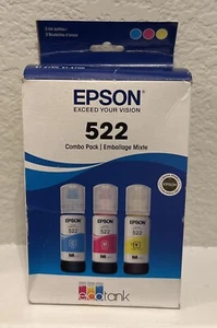EPSON - 522 Cyan, Magenta & Gelb Tinte Nachfüllflaschen Kombination - Neu Versiegelt - Bild 1 von 1