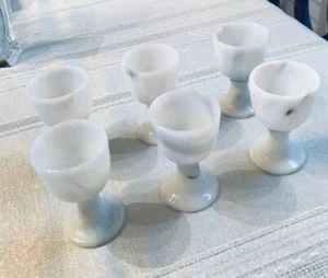 COPAS en miniatura de mármol liso tallado de colección - vajilla - vajilla de bar - juego de 6 - Imagen 1 de 9