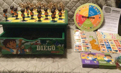 GO DIEGO GO Wooden Toy Box w Multiple Games Bingo Dominoes Checkers Rummy - Image 1 of 4