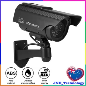 Fake Wireless Security Camera Outdoor Home Solar Powered Fake Dummy Camera Black - Picture 1 of 13