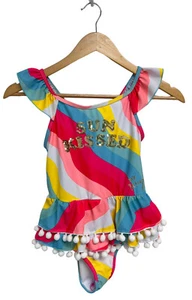 Betsey Johnson Girl's Sleeveless Bright Multicolor Striped Swimsuit Size M - Picture 1 of 9