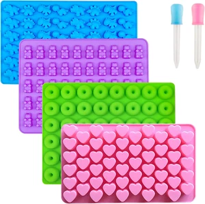Gummy Bear Candy Molds Silicone Set of 4 Mini Dinosaur Bear Heart Donut - Picture 1 of 12