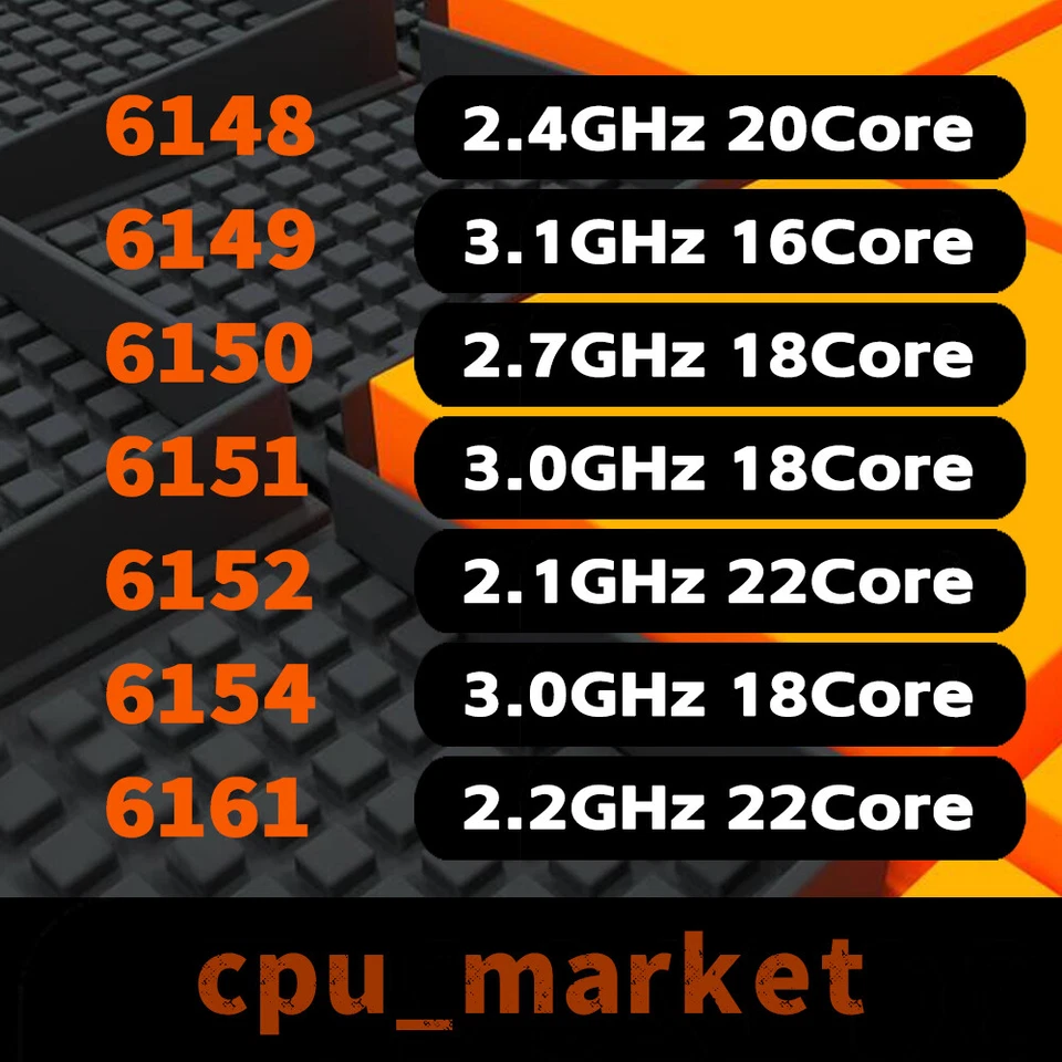 Intel Xeon Gold 6148 6149 6150 6151 6152 6154 6161 LGA3647 CPU Processor - Image 1 of 1