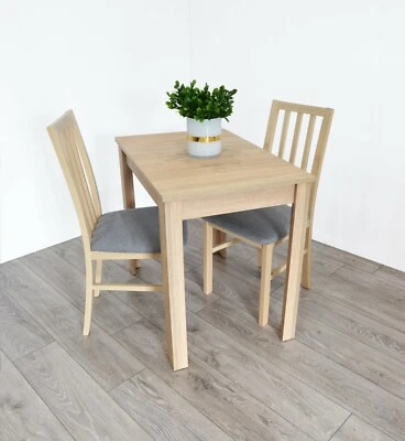 Small moder extending table with 2 chairs in oak sonoma colour Ramen - Image 1 of 4