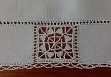 Vintage Linen Tablecloth Topper Reticella Needle Lace Italian Embroidery