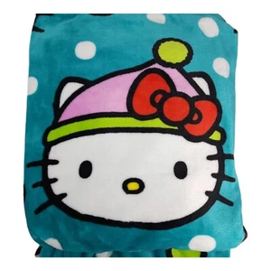 Hello Kitty Soft Plush Oversized Holiday Throw Blanket 60x70 Christmas Turquoise - Picture 1 of 10