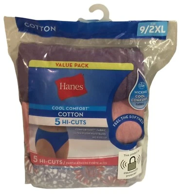 Hanes Cool Comfort Cotton Hi-Cuts Value Pack Set of 5 Size 9/2XL Lilac Rose Whit - Image 1 of 3